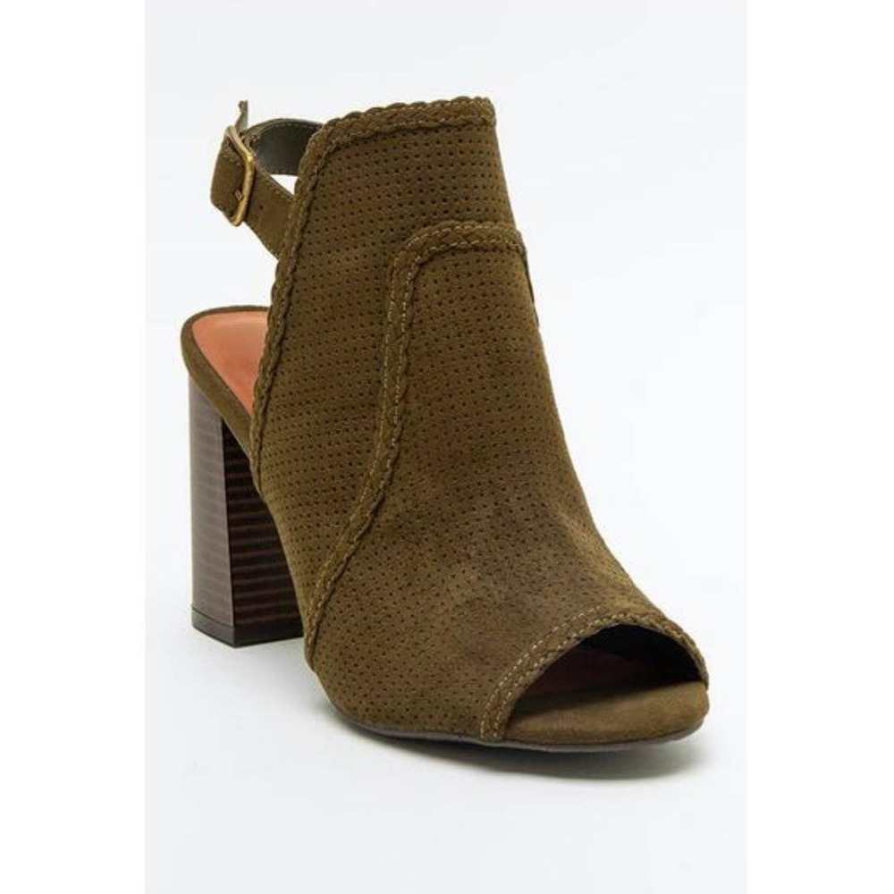 MIA Pat Perforated Heel Sandal Olive Size 9